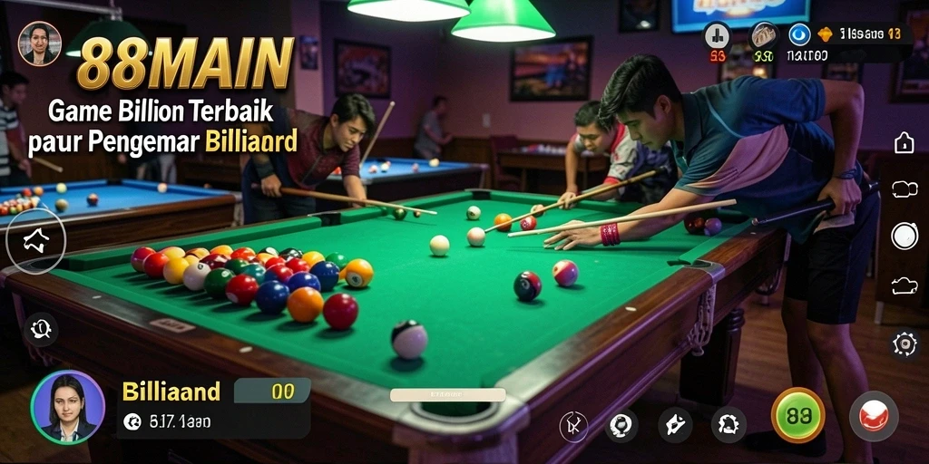 Antarmuka permainan billiard yang menarik di 88MAIN.
