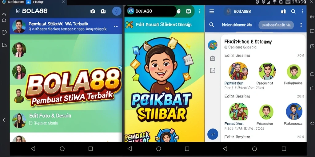 Tampilan antarmuka aplikasi BOLA88 untuk pembuat stiker WA.