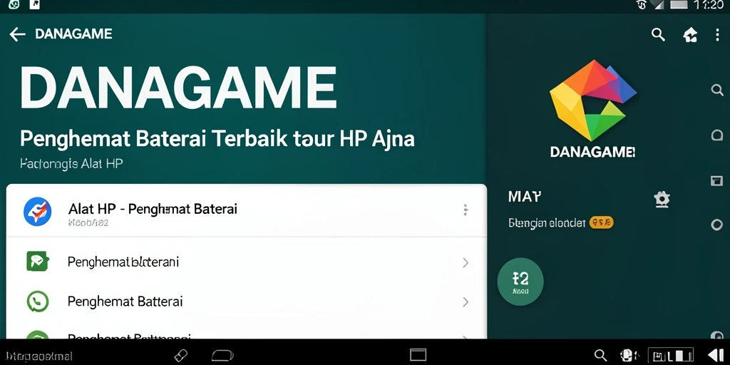 Antarmuka aplikasi DANAGAME yang intuitif untuk penghemat baterai.