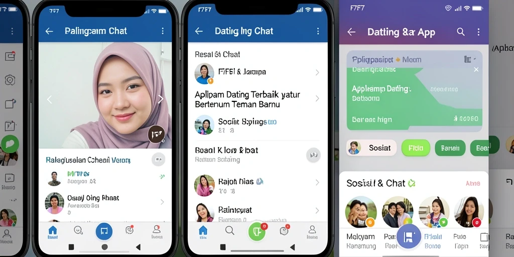 Tampilan antarmuka intuitif F7F7 untuk mencari teman dan pasangan.