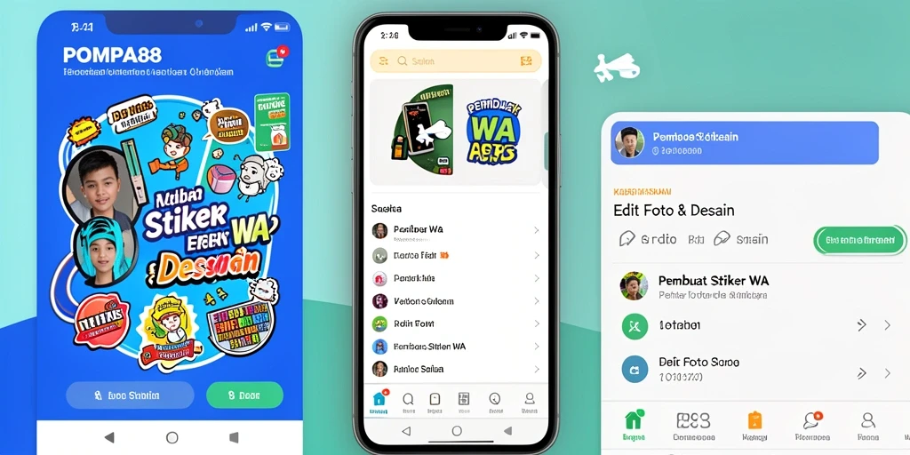 Tampilan antarmuka POMPA88 untuk membuat stiker yang kreatif dan unik.